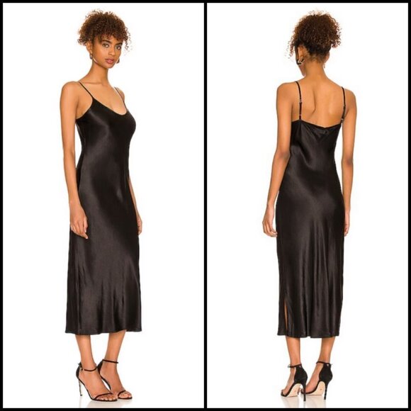 💕ENZA COSTA💕 Bias Slip Dress ~ Black Satin Midi Length Size 3 = Large NWOT - Picture 4 of 16